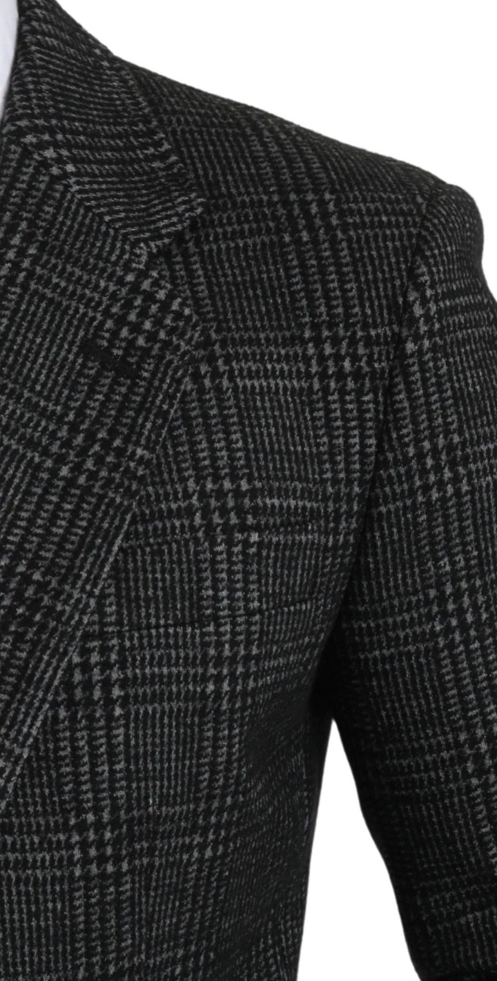 Eleganter grauer karierter Blazer in schmaler Passform