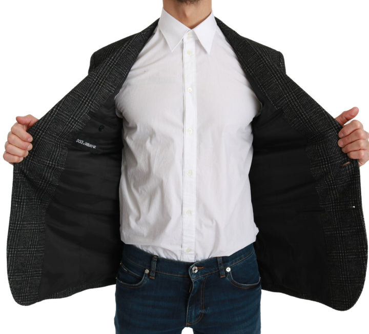 Eleganter grauer karierter Blazer in schmaler Passform