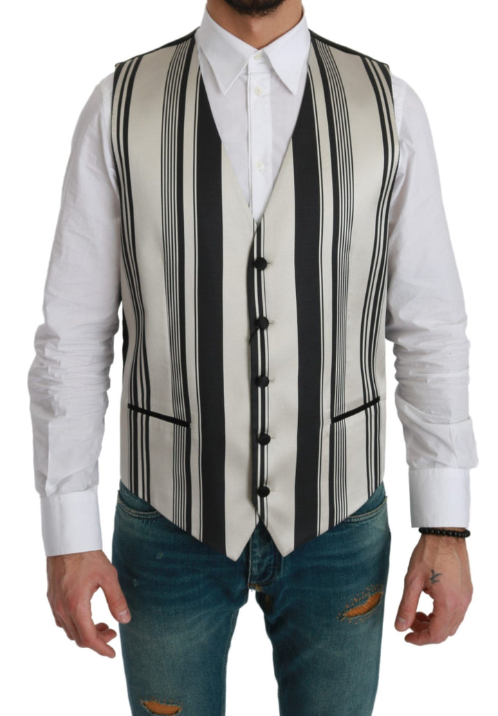Gestreiftes Baumwoll-Seiden-Kleid Weste