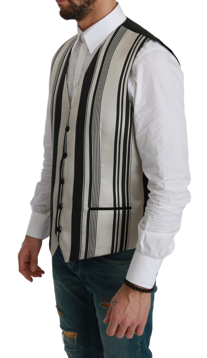 Gestreiftes Baumwoll-Seiden-Kleid Weste