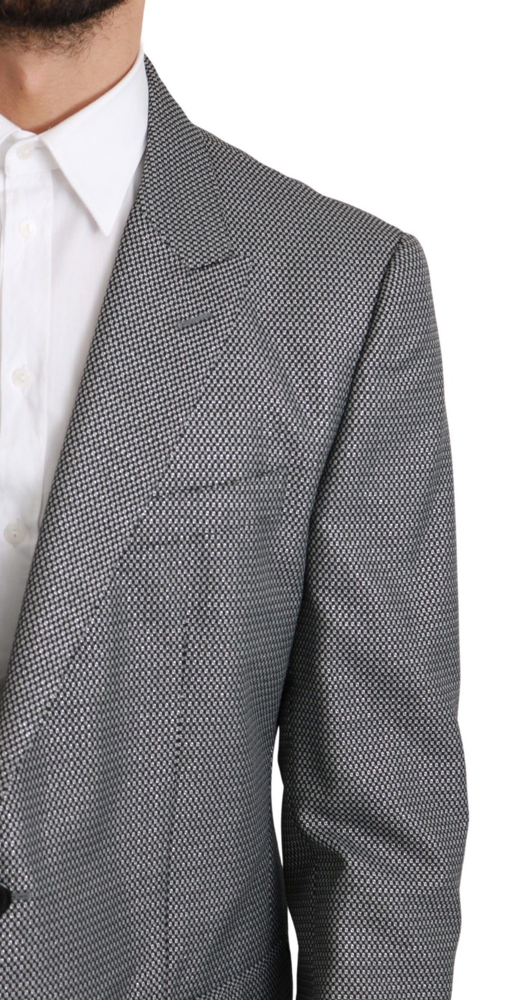Eleganter grauer Blazer mit Fantasiemuster und schmaler Passform