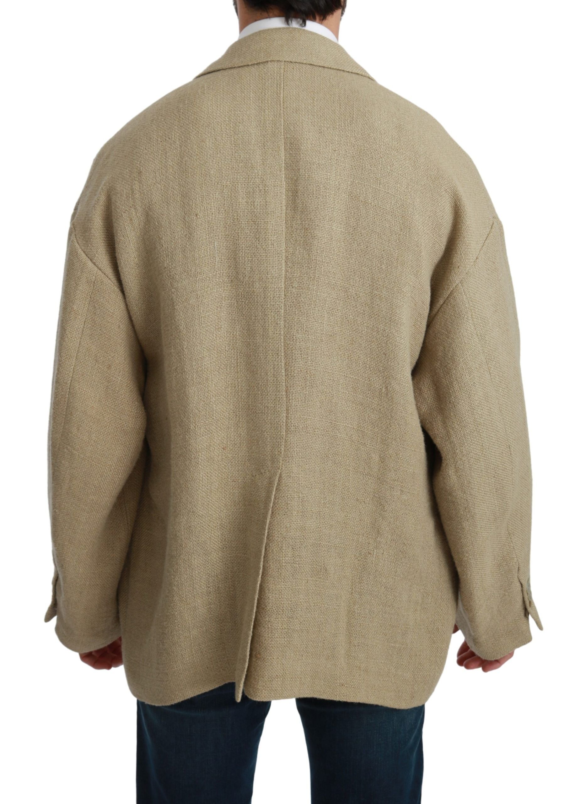 Chic single-breasted jute blazer in beige