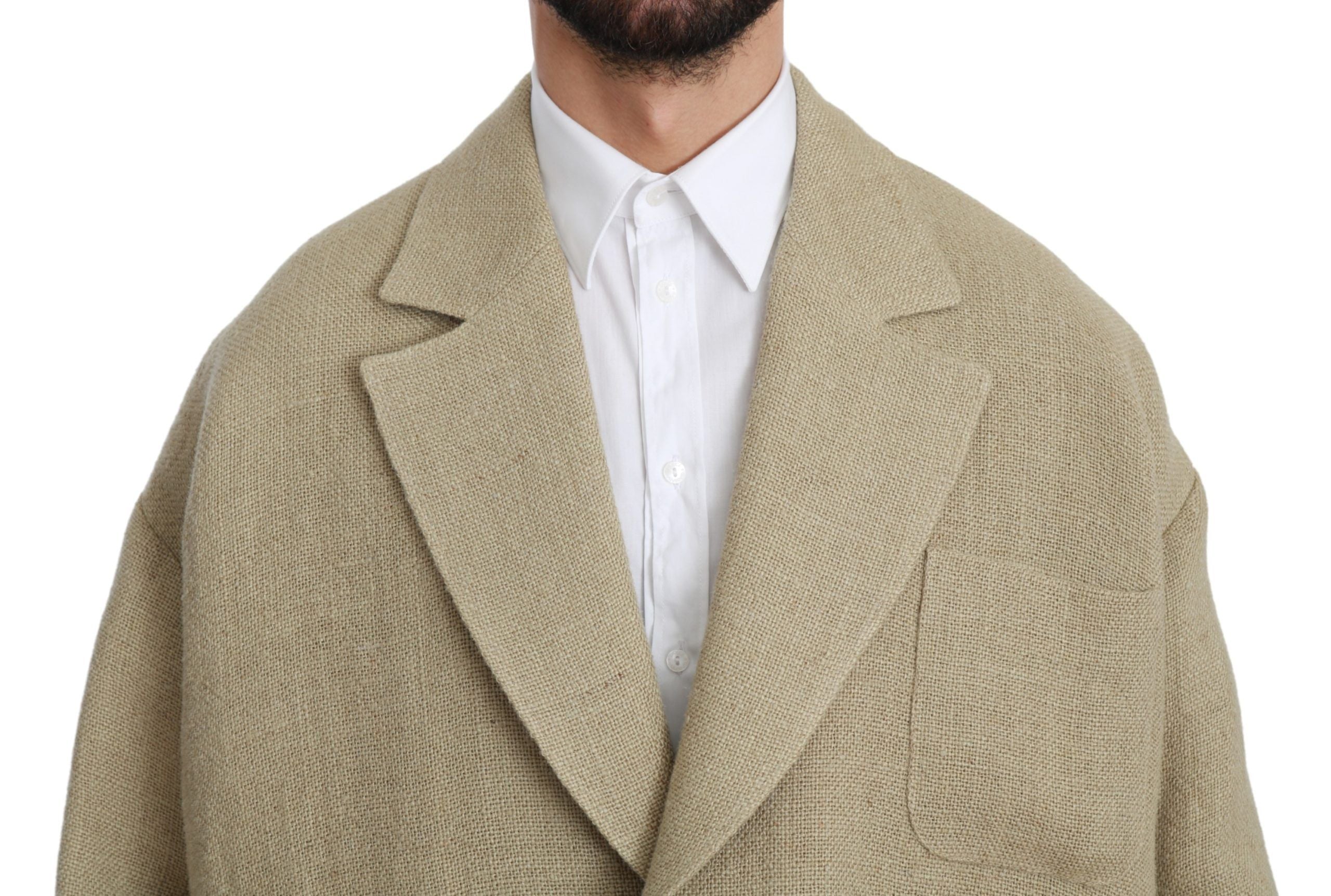 Chic single-breasted jute blazer in beige