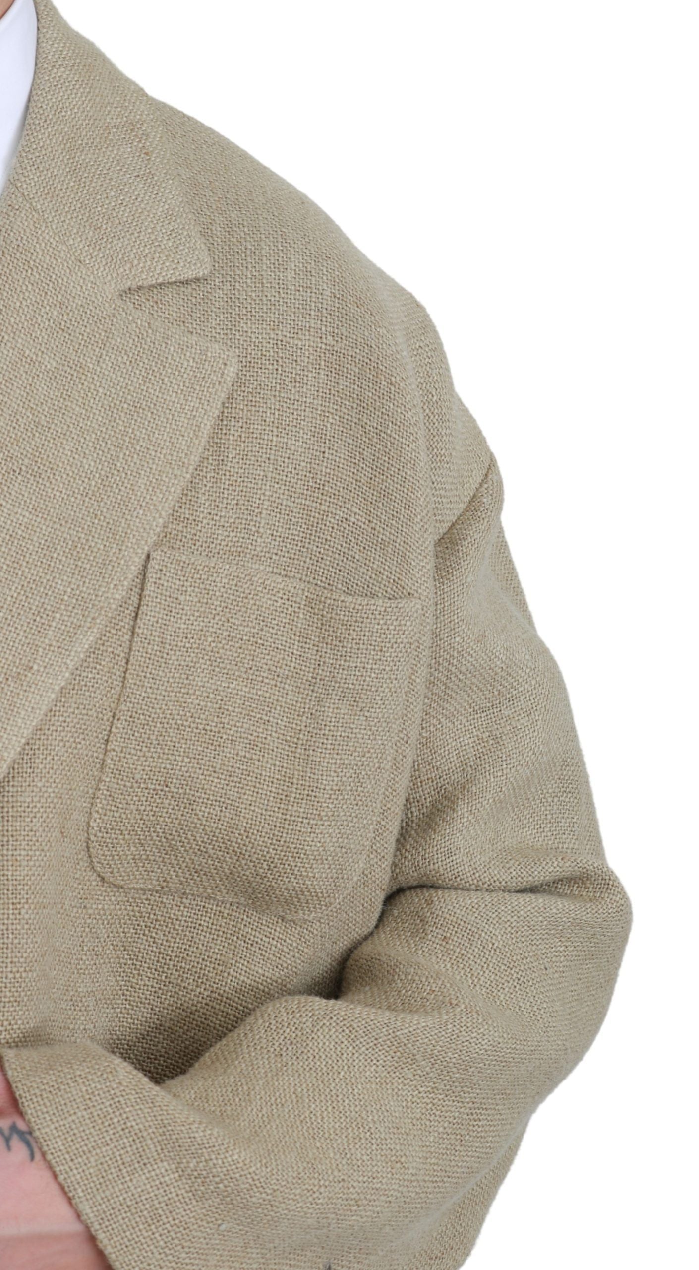 Chic single-breasted jute blazer in beige