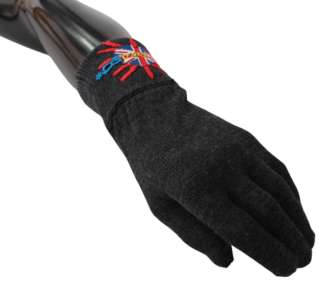 Dolce & Gabbana Graue Schurwoll-Unisex-Handschuhe