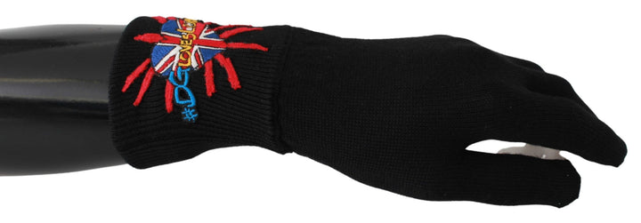 Elegant black virgin wool unisex gloves