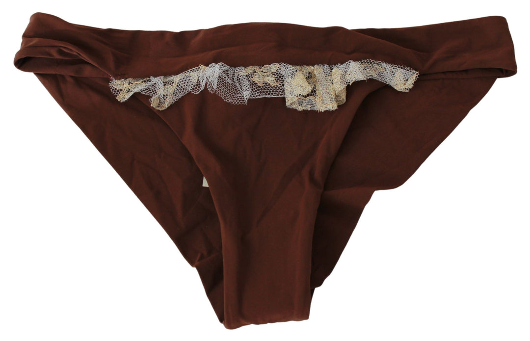 Braune Spitze Beachwear Zweiteiliger Bikini-Badeanzug