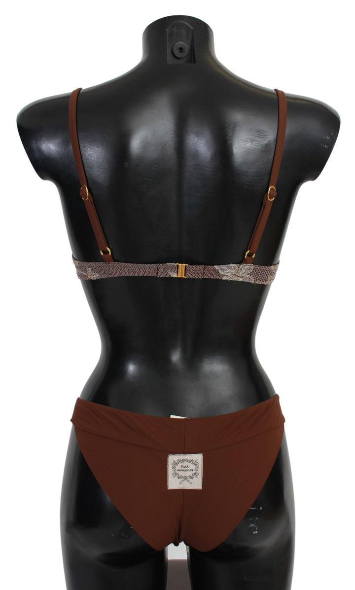 Braune Spitze Beachwear Zweiteiliger Bikini-Badeanzug