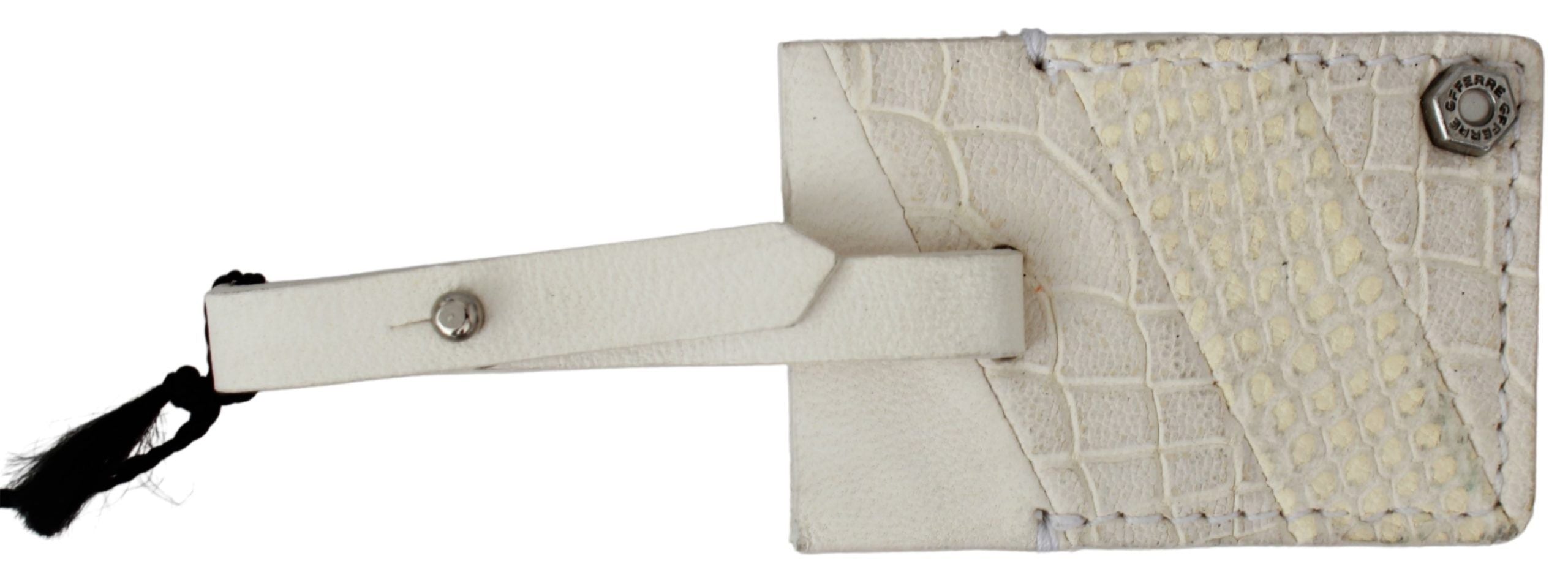 Elegant keychain made of beige leather