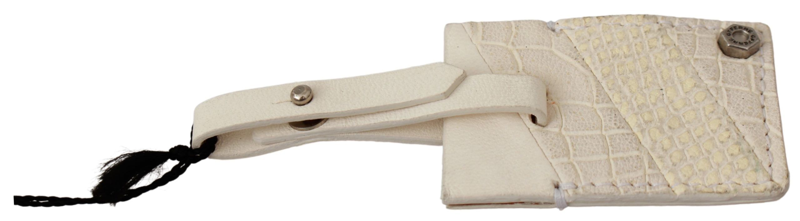 Elegant keychain made of beige leather