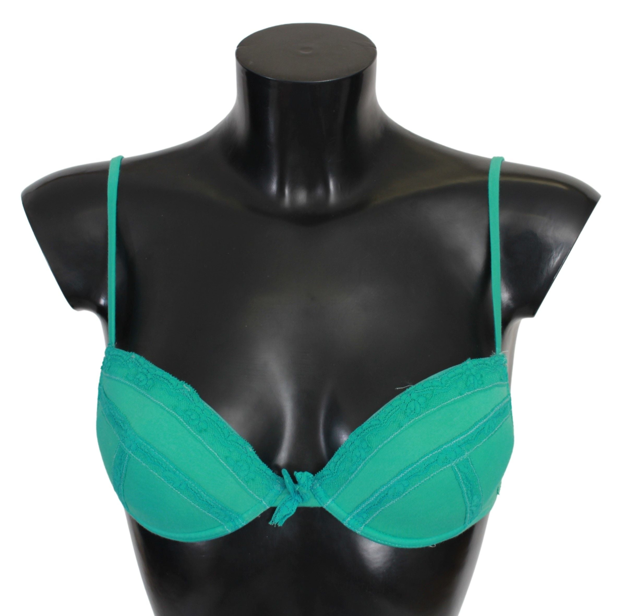 Luxurious push-up bra made of green cotton