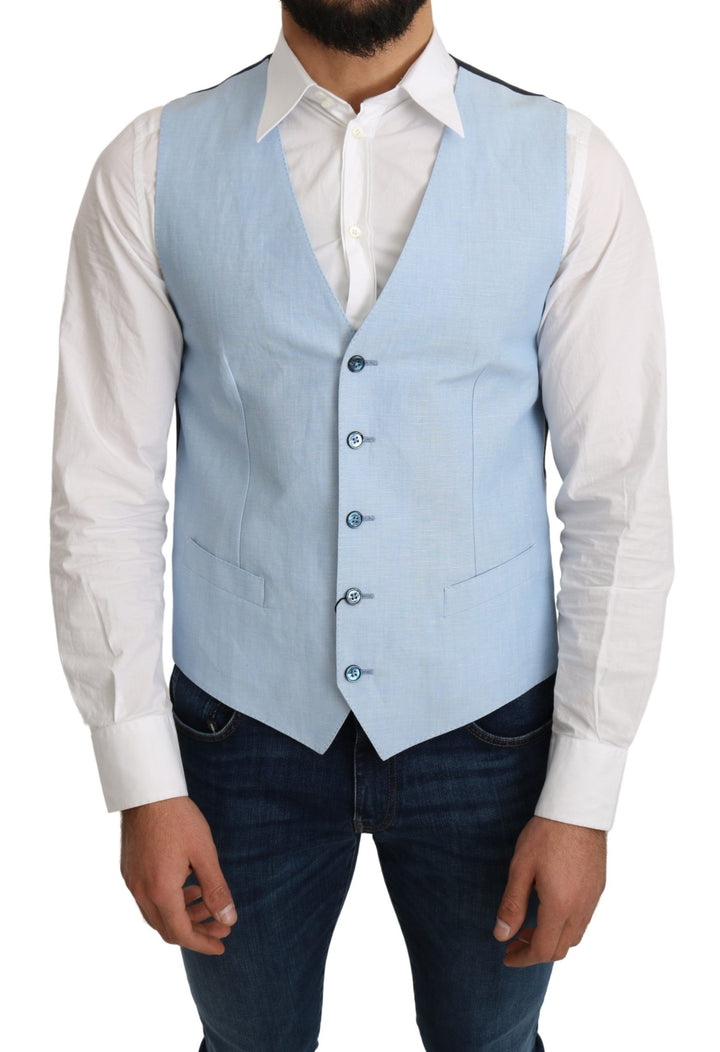 Elegant azure blue men's waistcoat for formal occasions