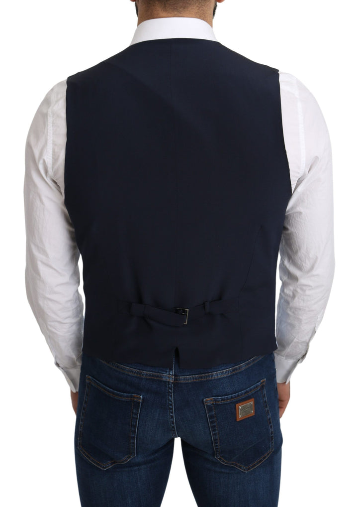 Elegant azure blue men's waistcoat for formal occasions