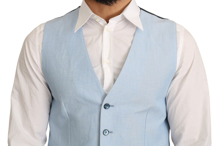 Elegant azure blue men's waistcoat for formal occasions