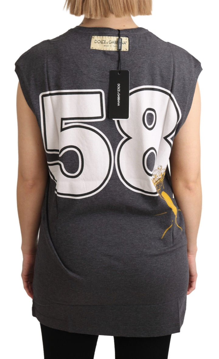 Elegantes graues Baumwoll-Cap Sleeve Tee