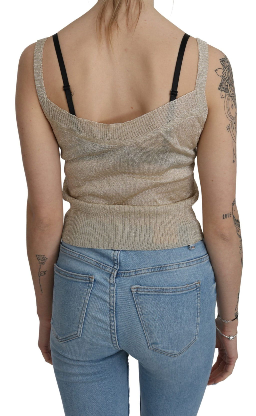 Elegant beige sleeveless spaghetti strap tank