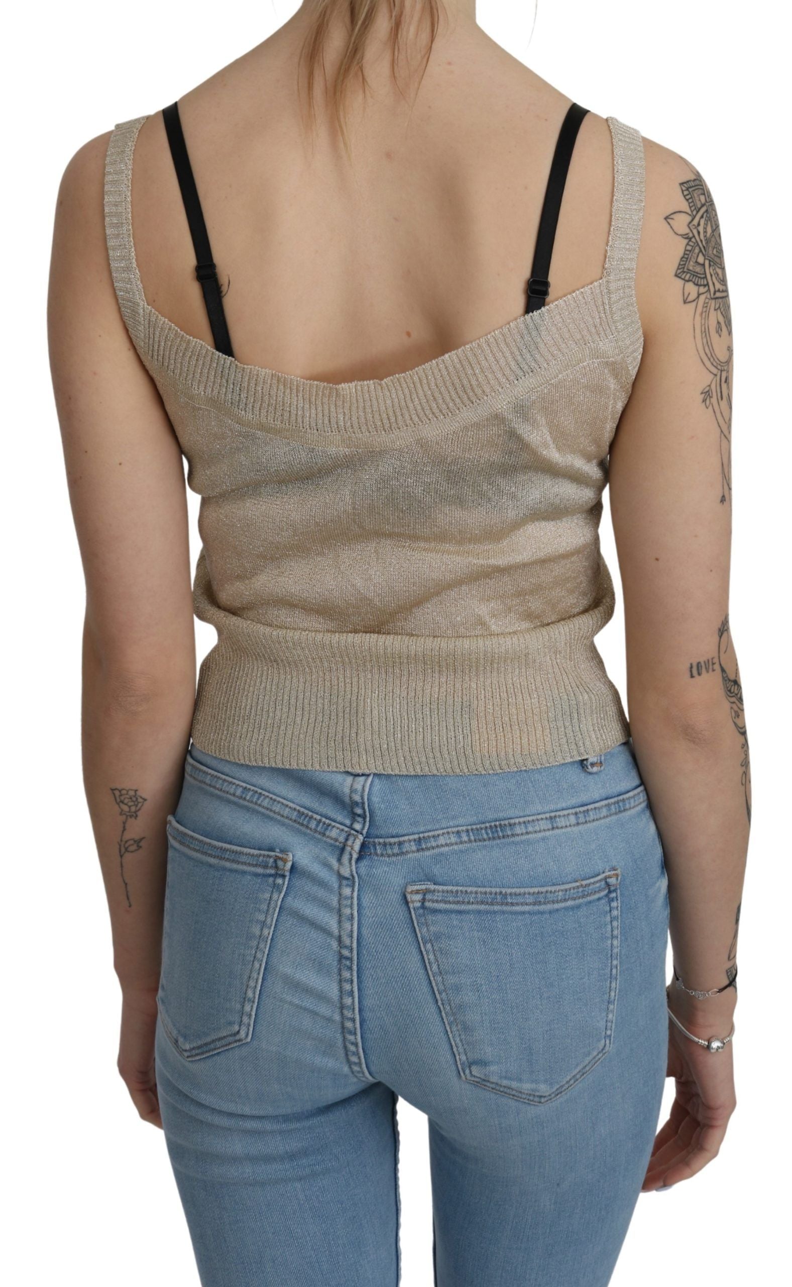 Elegant beige sleeveless spaghetti strap tank