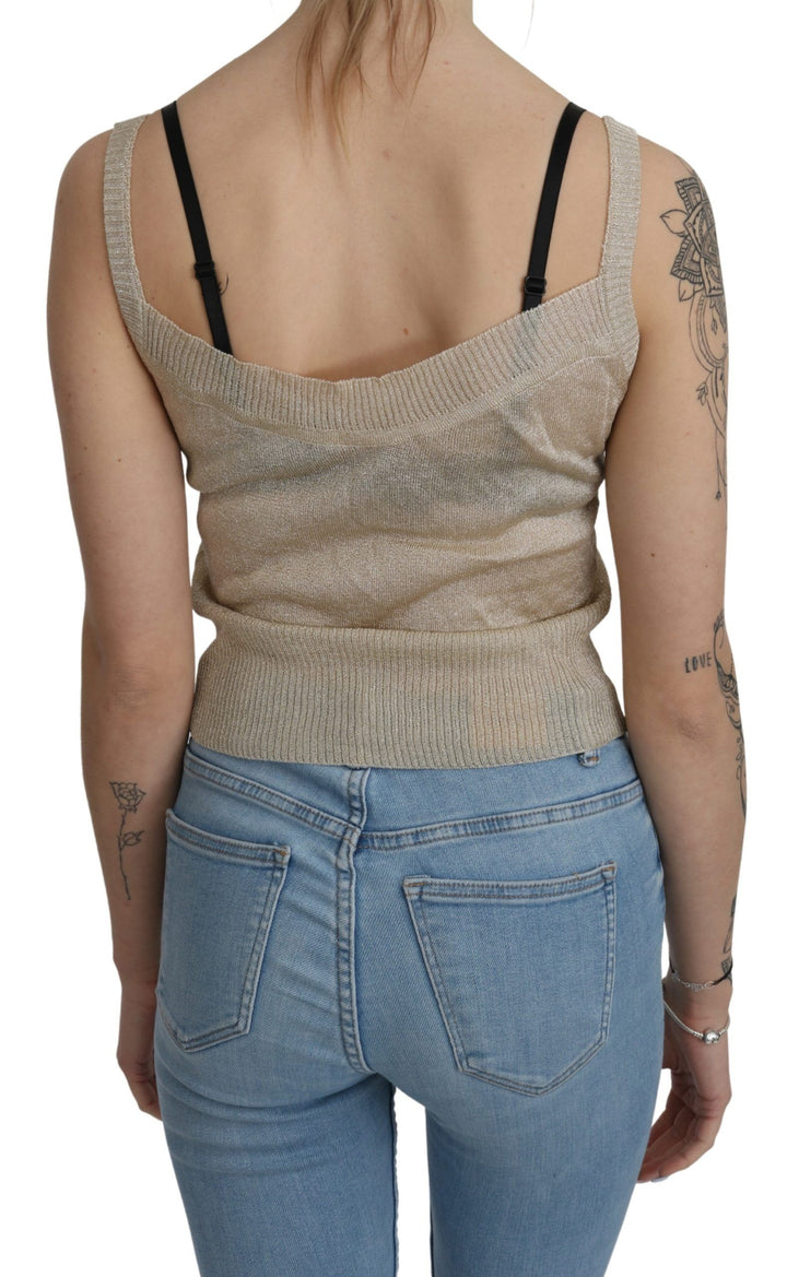 Elegantes beigefarbenes ärmelloses Spaghetti-Träger-Tank