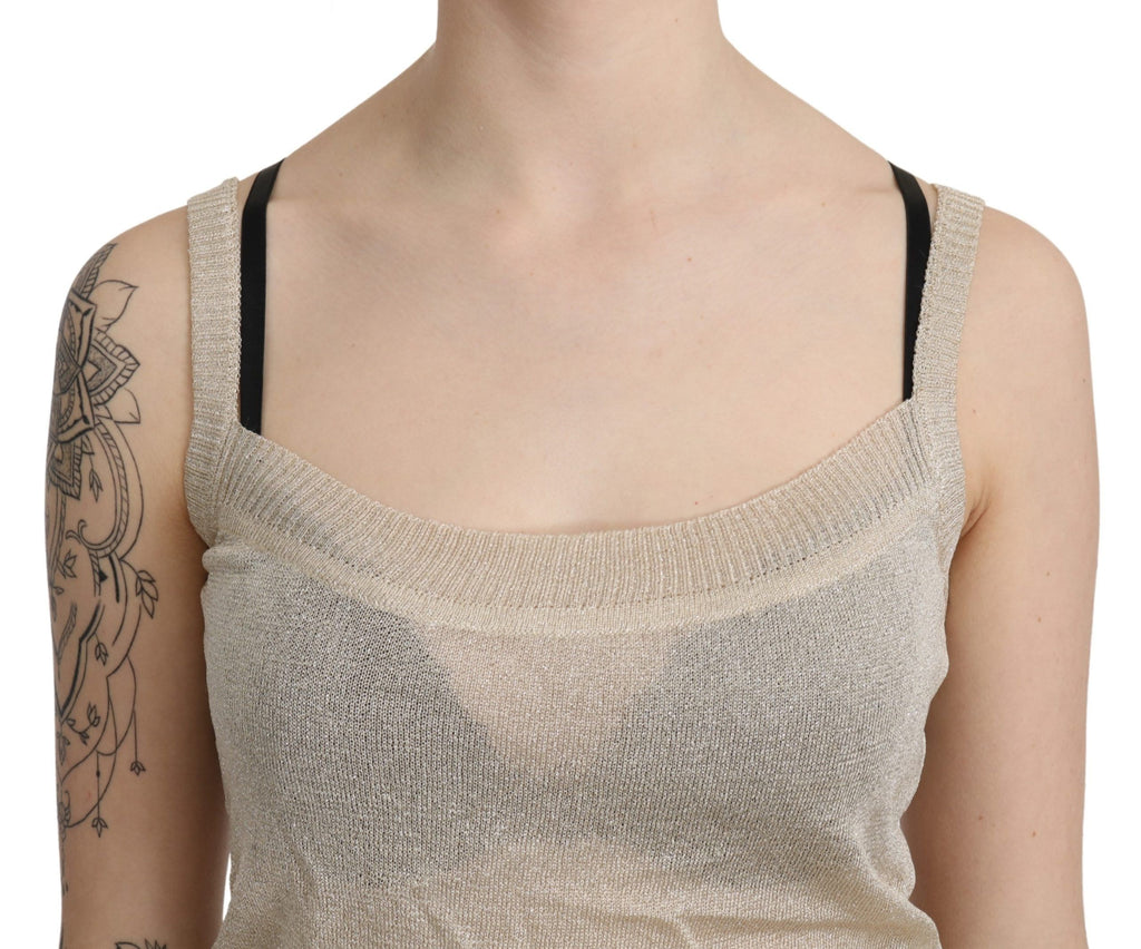 Elegant beige sleeveless spaghetti strap tank