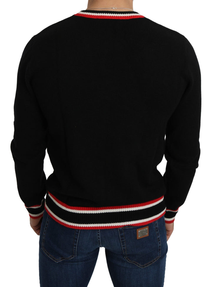 Eleganter Pullover mit Rundhalsausschnitt aus schwarzem Kaschmir