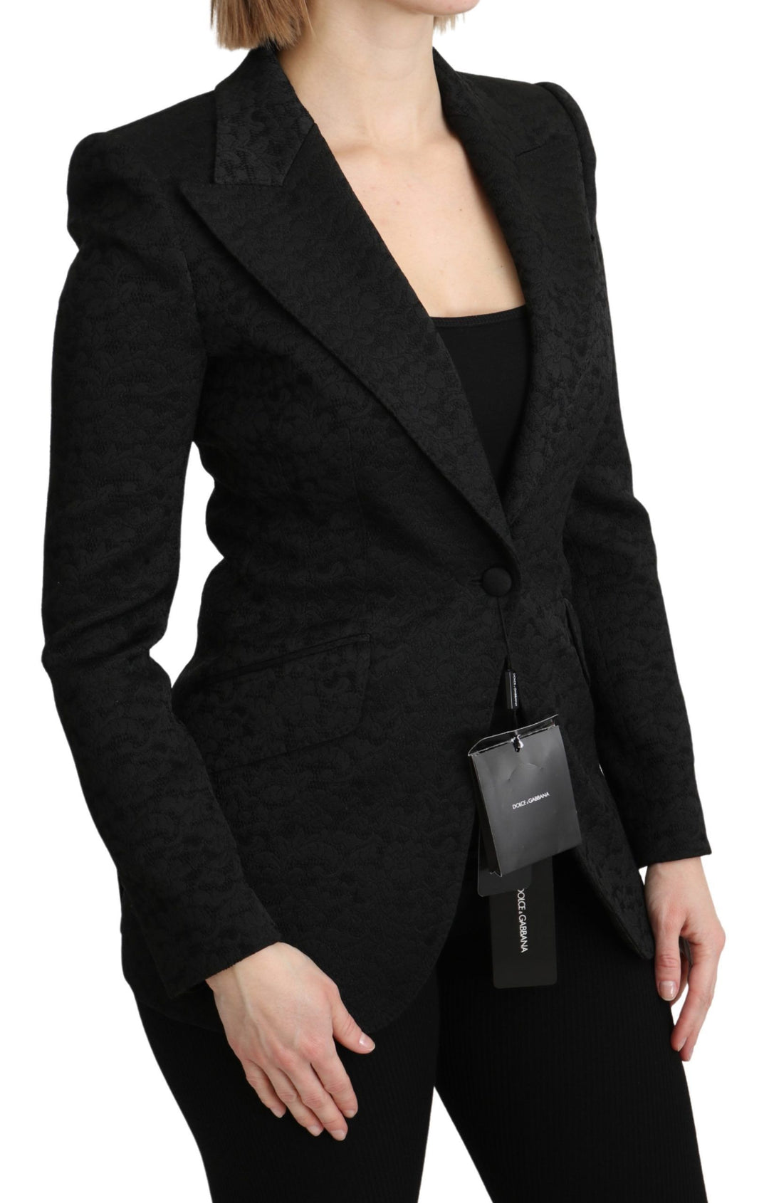 Dolce & Gabbana Eleganter einreihiger Blazer aus schwarzem Brokat