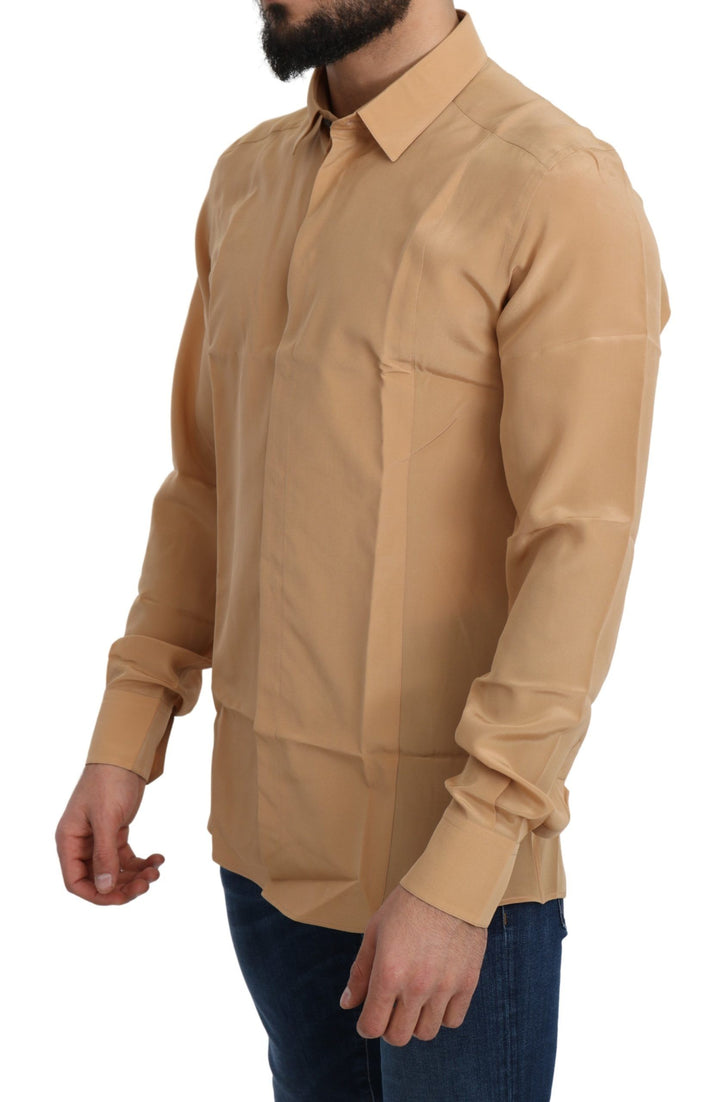 Gelbes 100% Seide GOLD Top Slim Hemd