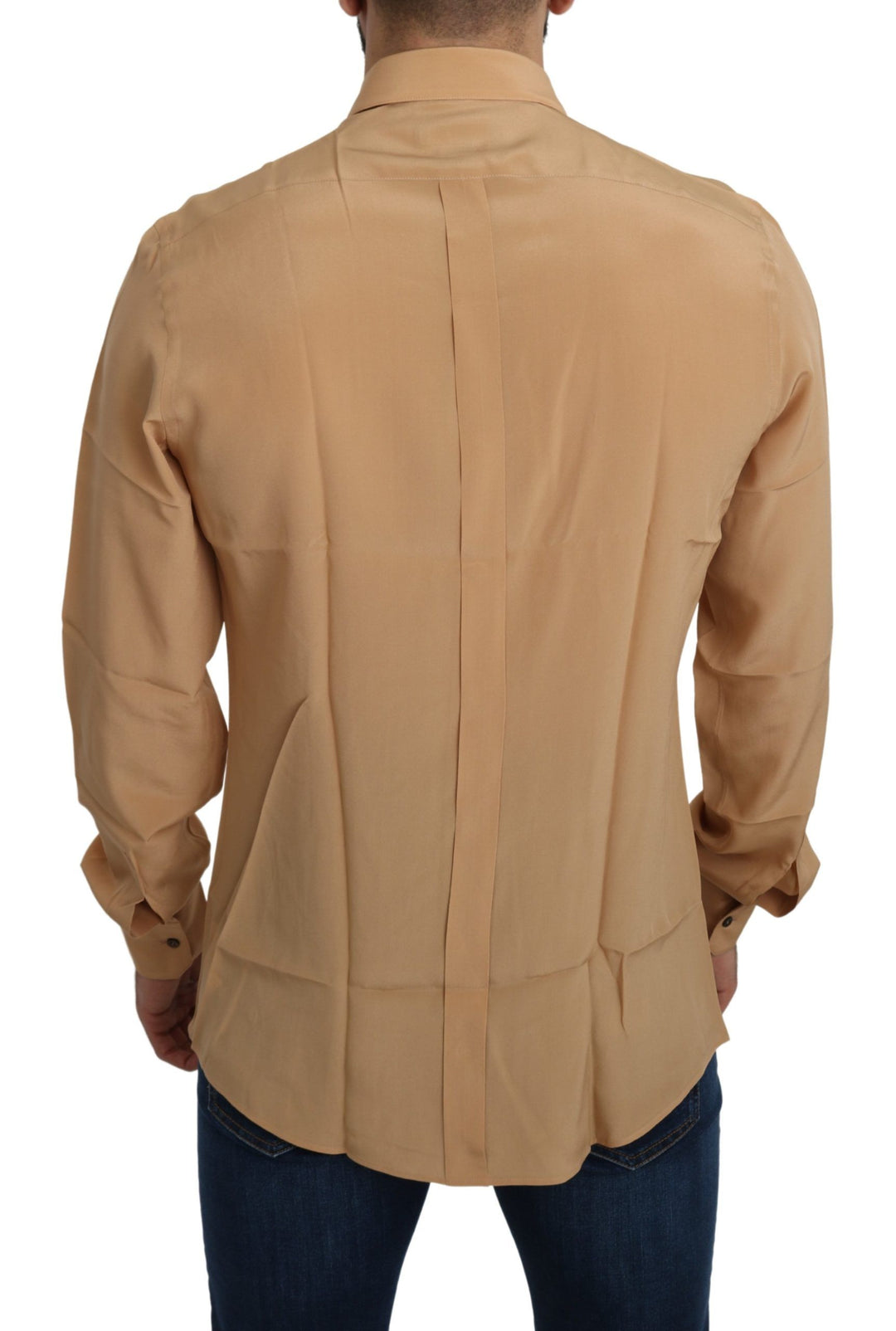 Gelbes 100% Seide GOLD Top Slim Hemd
