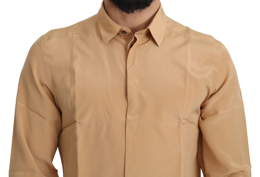 Gelbes 100% Seide GOLD Top Slim Hemd
