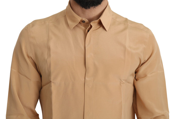 Gelbes 100% Seide GOLD Top Slim Hemd