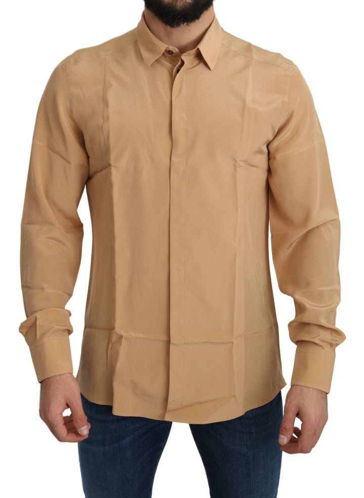 Gelbes 100% Seide GOLD Top Slim Hemd
