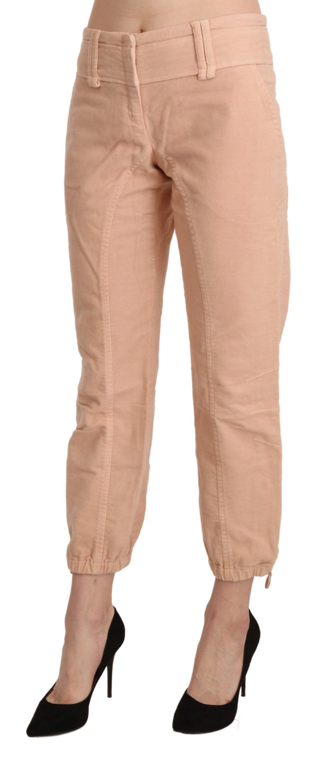 Chic beige cropped cotton trousers