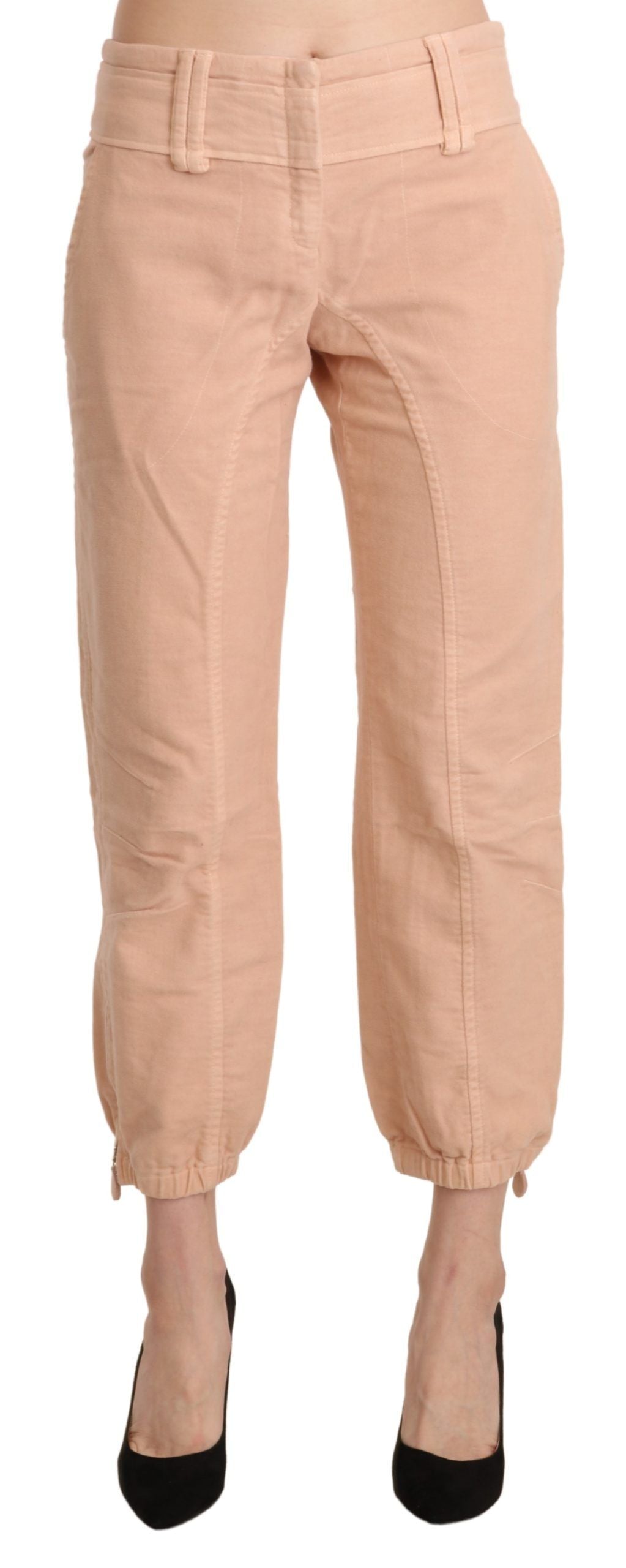 Chic beige cropped cotton trousers