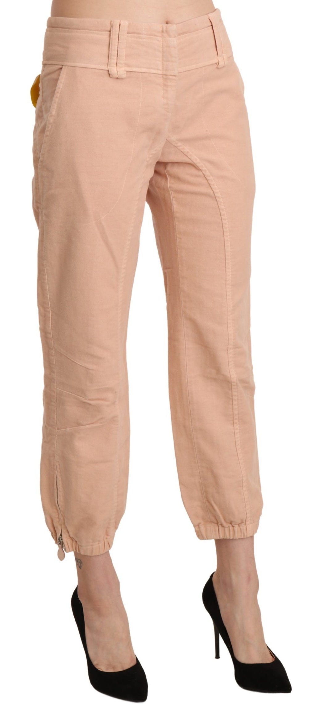 Chic beige cropped cotton trousers