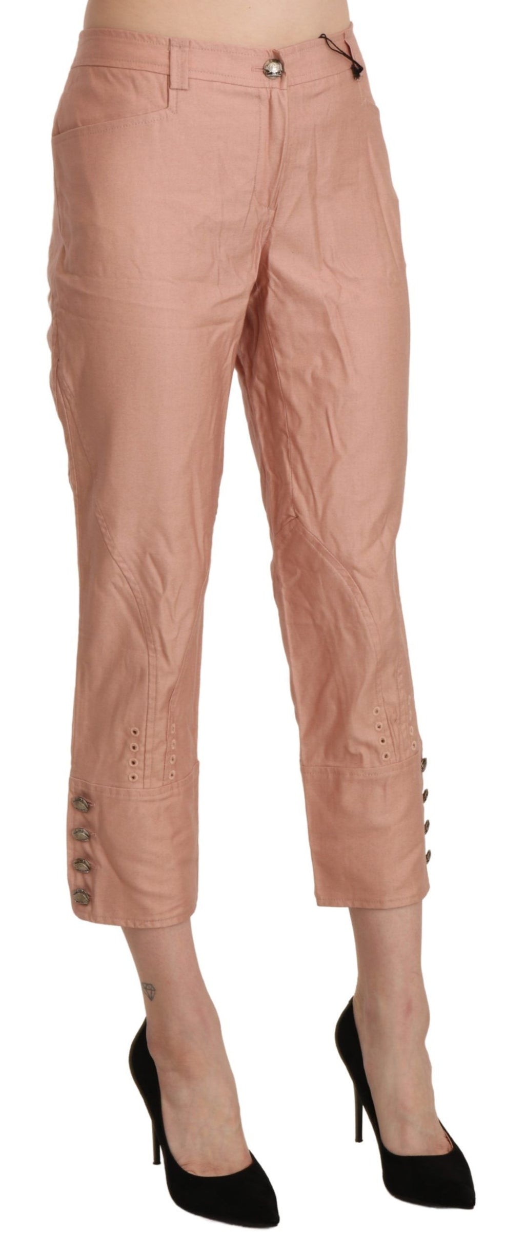 Chic high-waisted cotton trousers