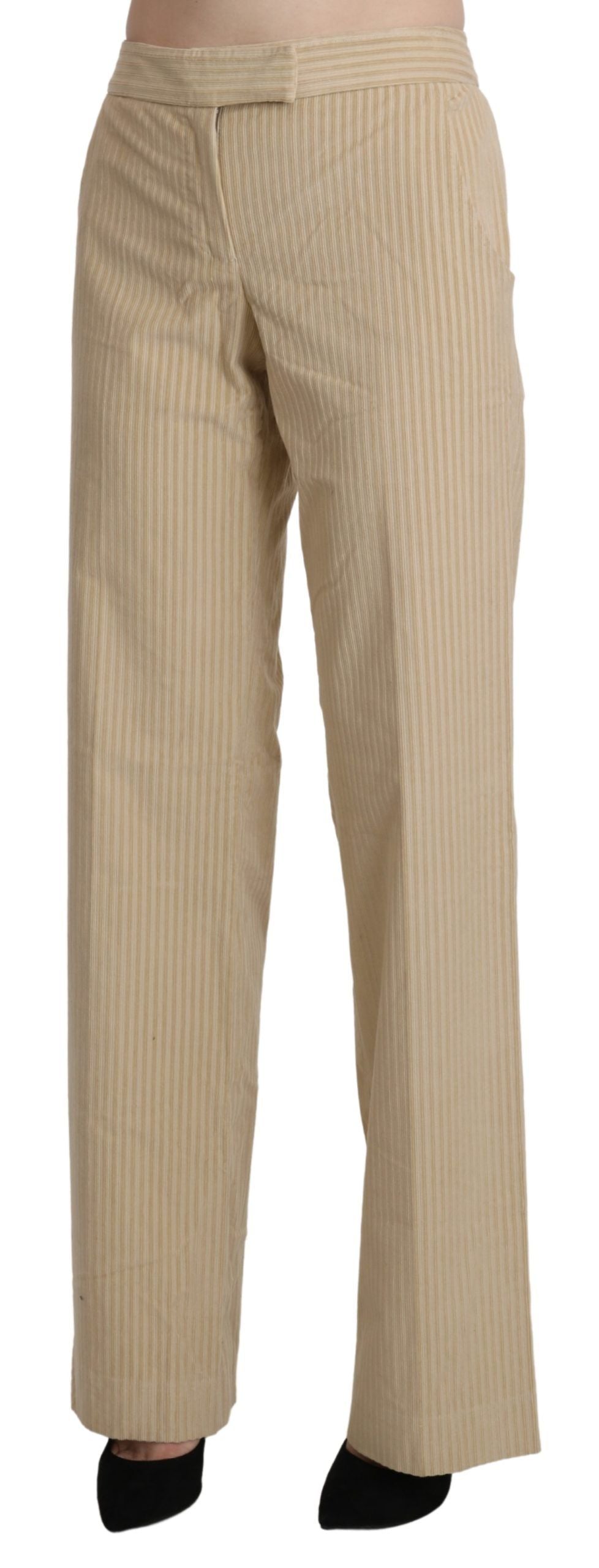 Chic beige wide-leg high-waisted trousers