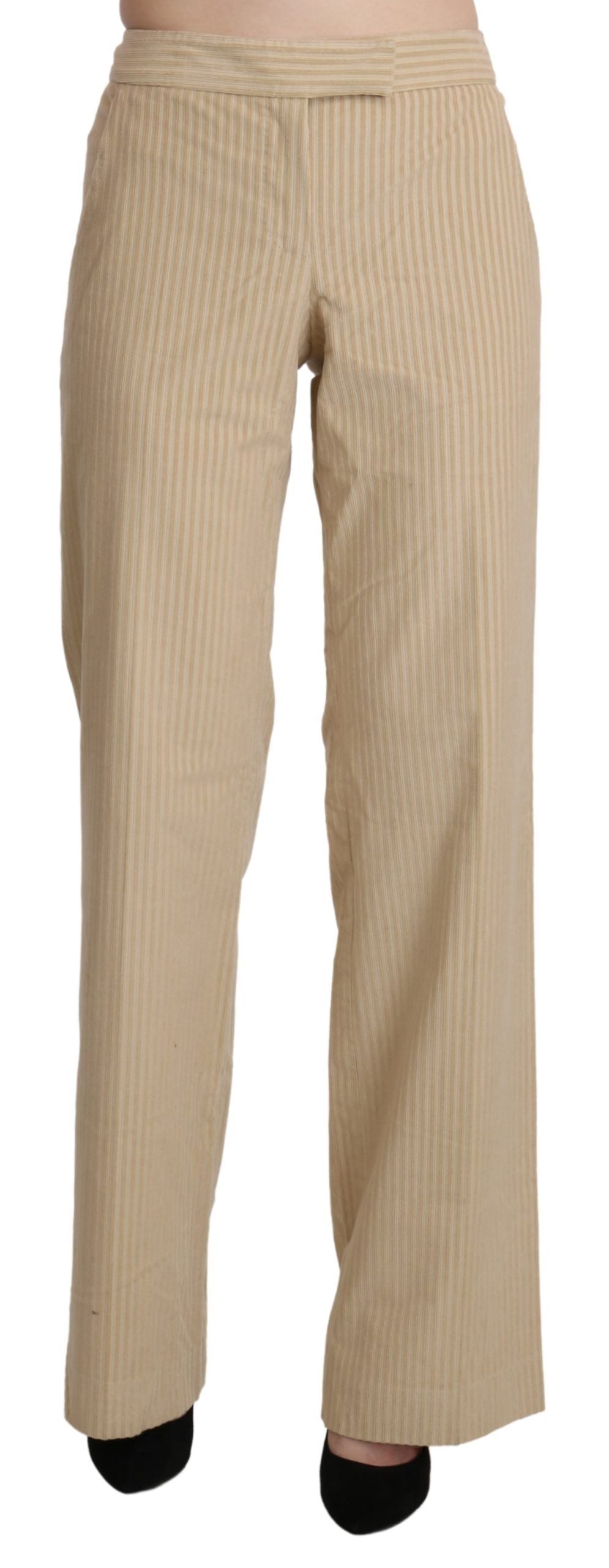 Chic beige wide-leg high-waisted trousers