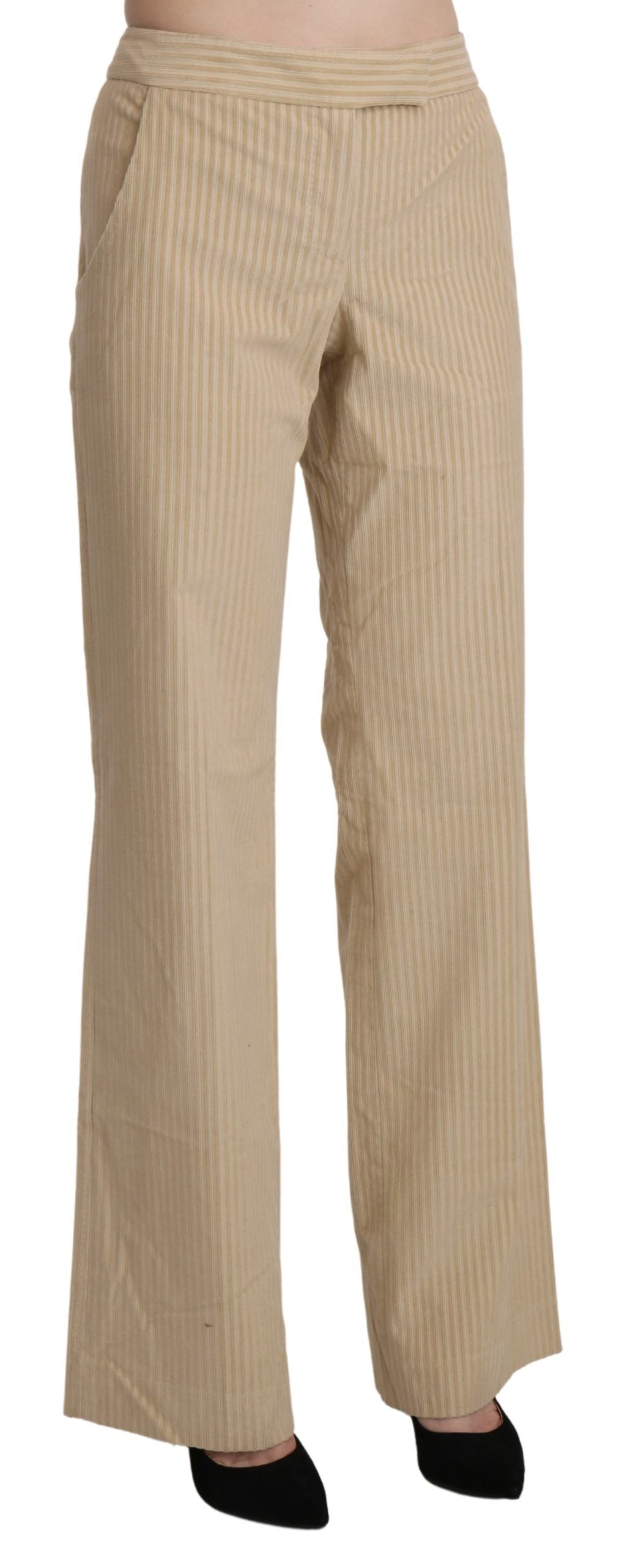Chic beige wide-leg high-waisted trousers