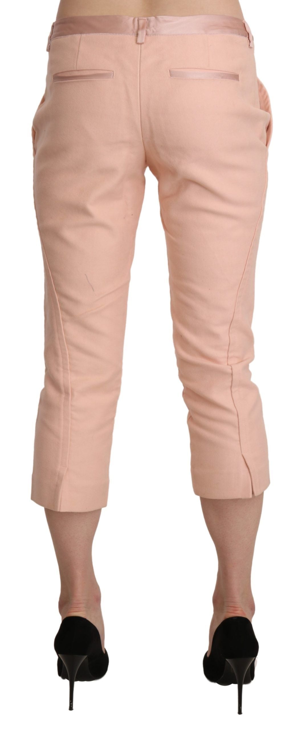 Rosa Skinny Capri-Hose mit niedriger Taille