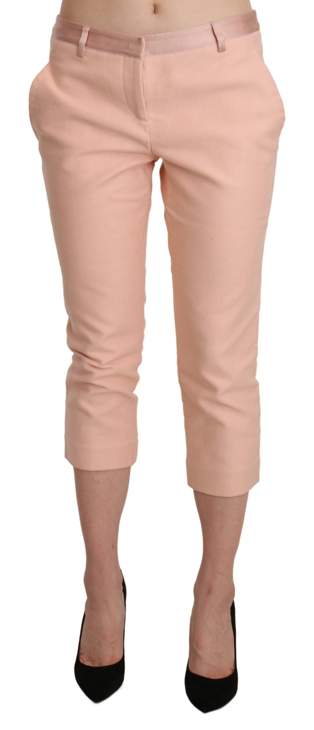 Rosa Skinny Capri-Hose mit niedriger Taille