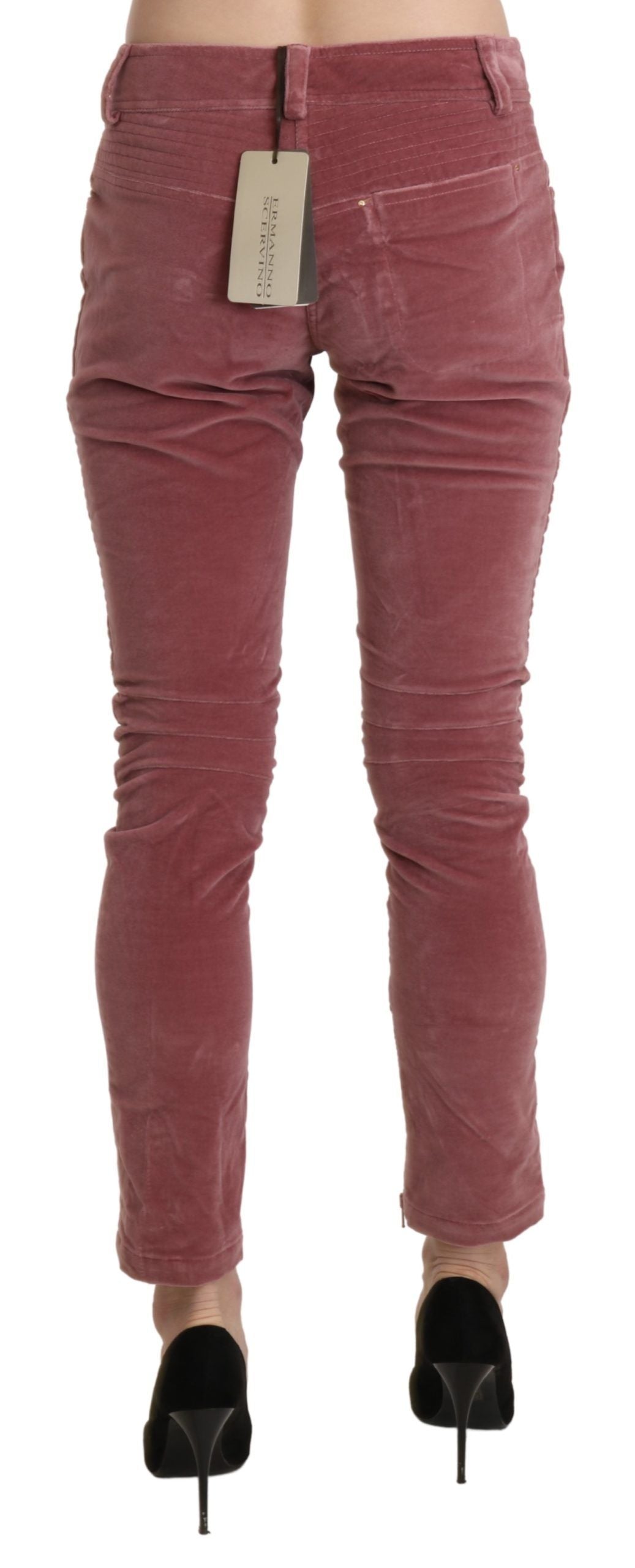 Rote Skinny-Hose aus Baumwolle mit mittlerer Taille