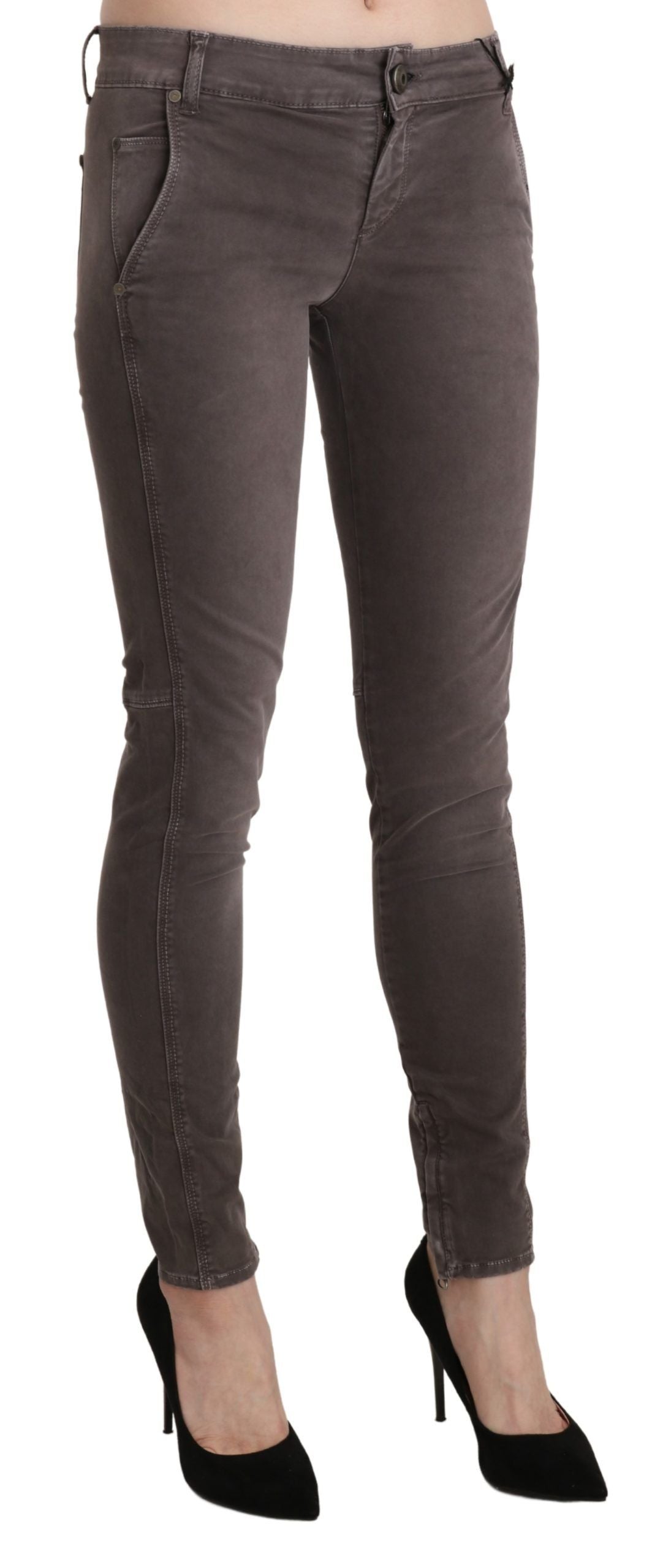 Brown Low Waist Skinny Slim Trouser Baumwolljeans