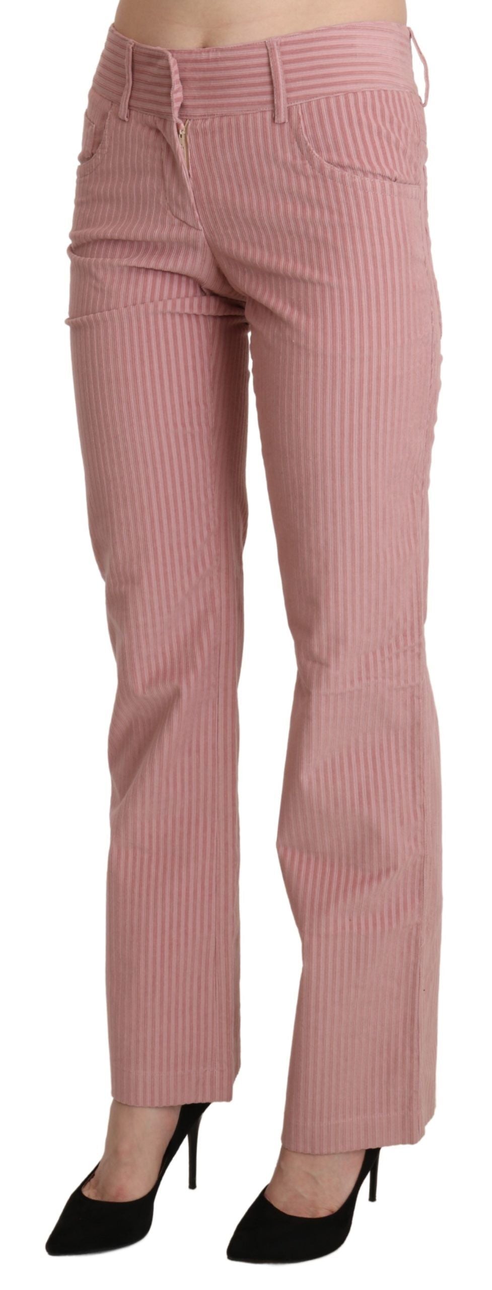 Rosa Mid Waist Straight Trouser Baumwollhosen