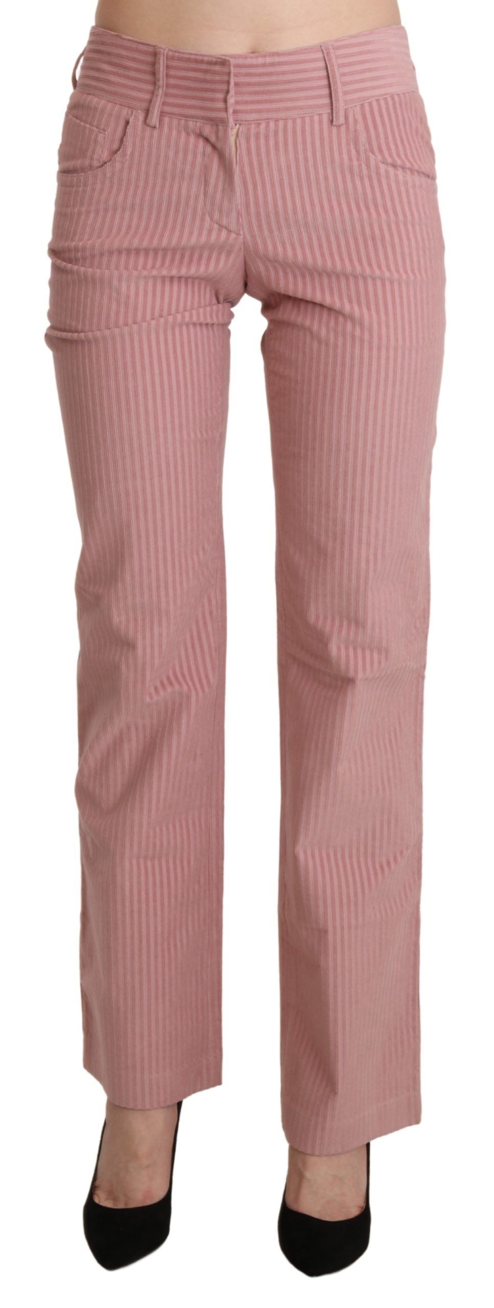Rosa Mid Waist Straight Trouser Baumwollhosen