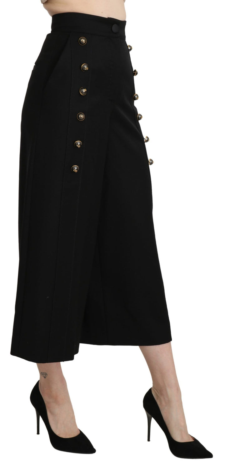 Elegant virgin wool trousers with high waist and wide legs
