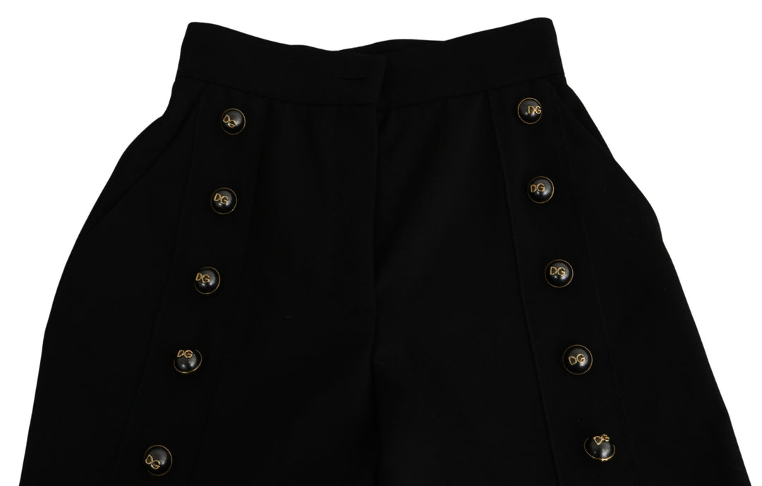 Elegant virgin wool trousers with high waist and wide legs