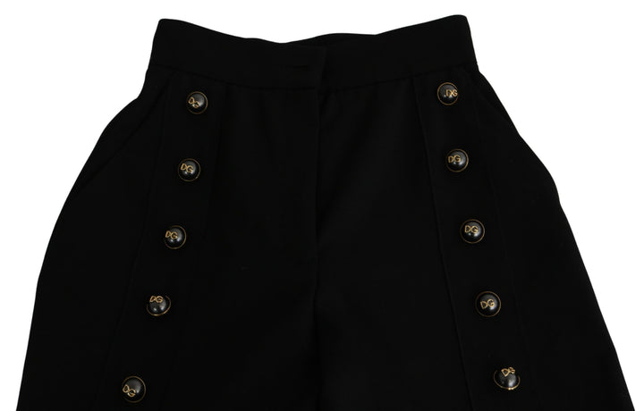Elegant virgin wool trousers with high waist and wide legs