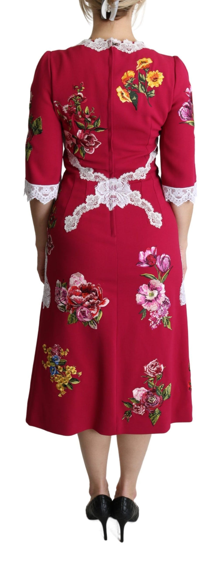 Besticktes Midikleid mit Blumenmuster