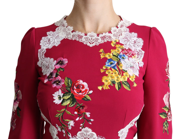 Besticktes Midikleid mit Blumenmuster