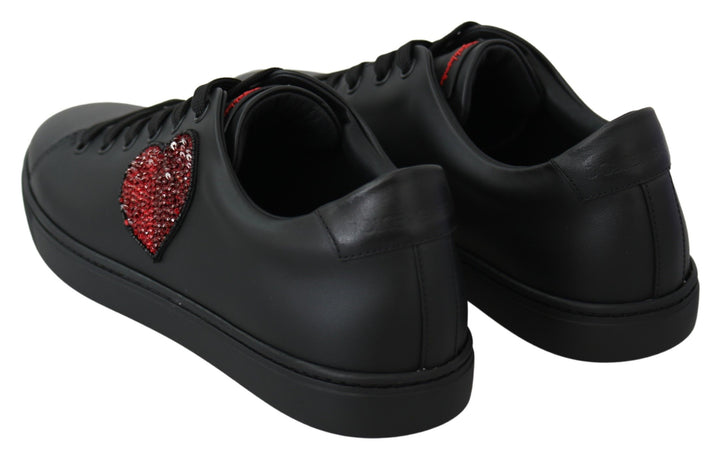 Dolce & Gabbana Elegante Leder-Sneakers mit roten Akzenten