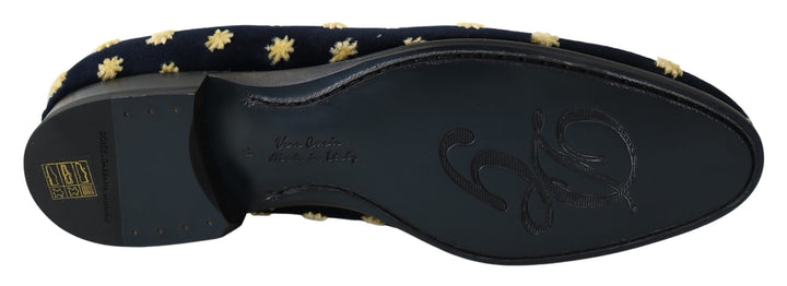 Dolce & Gabbana Elegante Loafers aus Samt mit Kronenstickerei